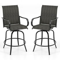 Kadyn Patio Bar Furniture,Outdoor Patio Furniture,2 Pieces 360 Rotating Bar Stool Set with Armrests for Patio-Black