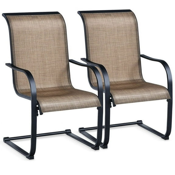 Kadyn Patio Chair, Patio Furniture Chair, Relaxing Chair, 2 Pieces Patio Dining Chairs with C spring motion High Backrest Armrest