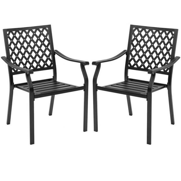 Kadyn Patio Chair, Patio Furniture Chair, Relaxing Chair, Set of 2 Patio Dining Chairs with Curved Armrests and Reinforced Steel Frame