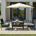 thumbnail image 1 of Kadyn Patio Furniture Set, 4 Pieces Patio Rattan Cushioned Furniture Set with Loveseat and Table, Brown, 1 of 8
