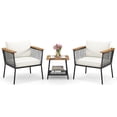 thumbnail image 1 of Kadyn Patio Furniture Sets,Outdoor Conversation Sets,3 Piece Patio Furniture Set Rattan Chair Set with 2-Tier Coffee Table-White, 1 of 7