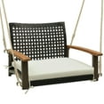 thumbnail image 1 of Kadyn Patio Swings for Porch,Comfortable Porch Swings,Single Rattan Porch Swing with Armrests Cushion and Hanging Ropes-White, 1 of 9