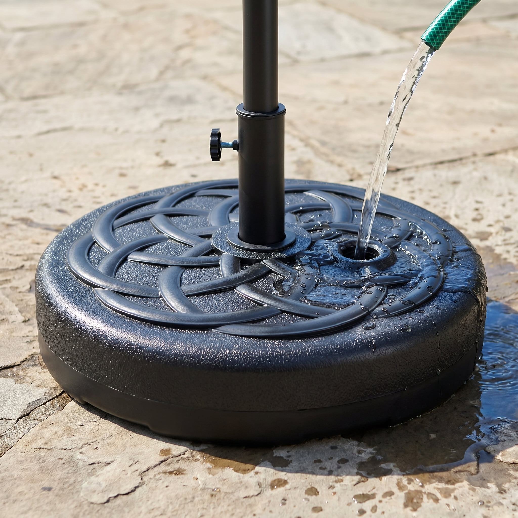 Kadyn Patio Umbrella Base, Heavy Duty Stand Umbrella Base Stand,22 Inch Fillable Heavy-Duty Round Patio Umbrella Base Stand