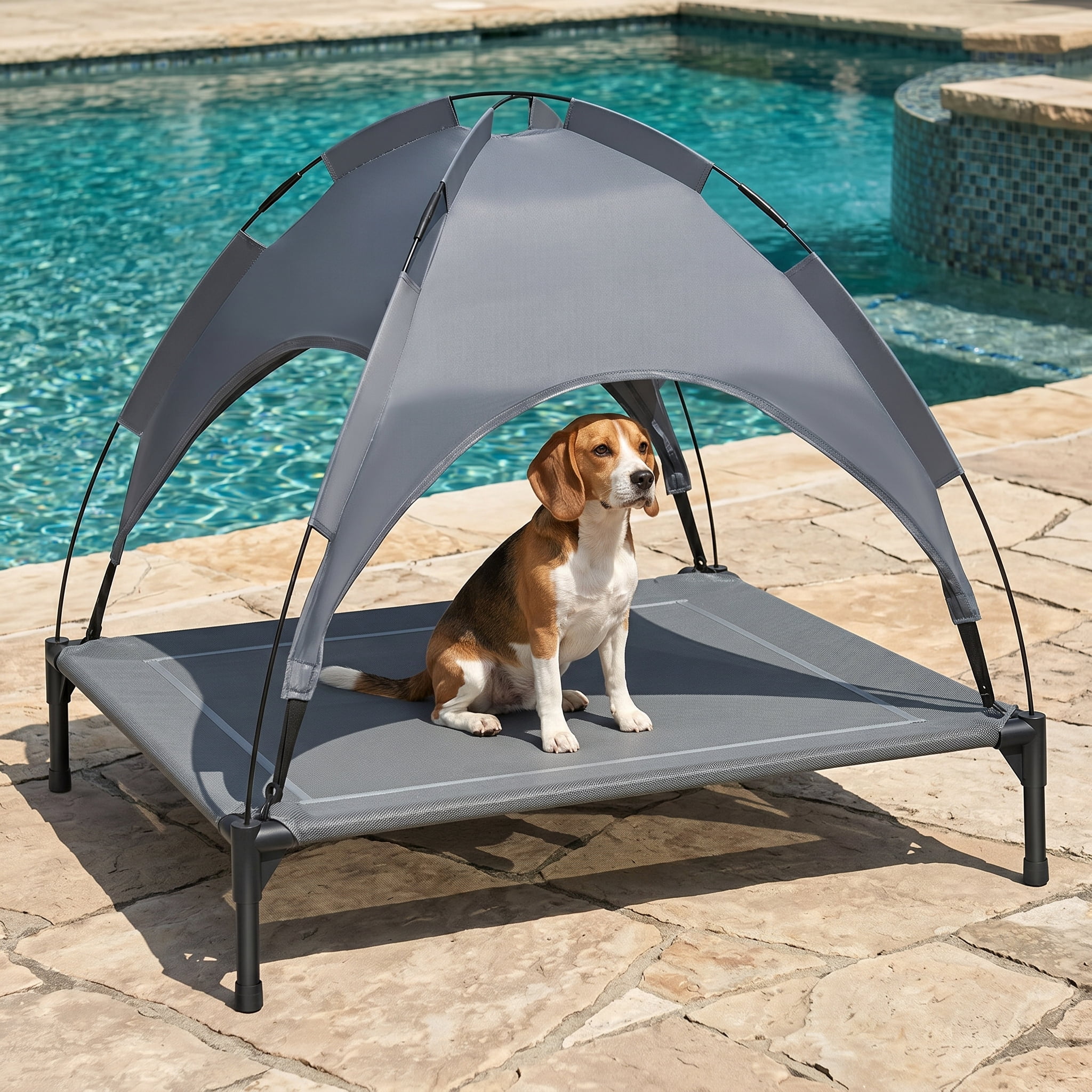 Kadyn Pet Couch Bed, Dog Bed, Pet Bed, Portable Elevated Outdoor Pet Bed with Removable Canopy Shade-36 Inch