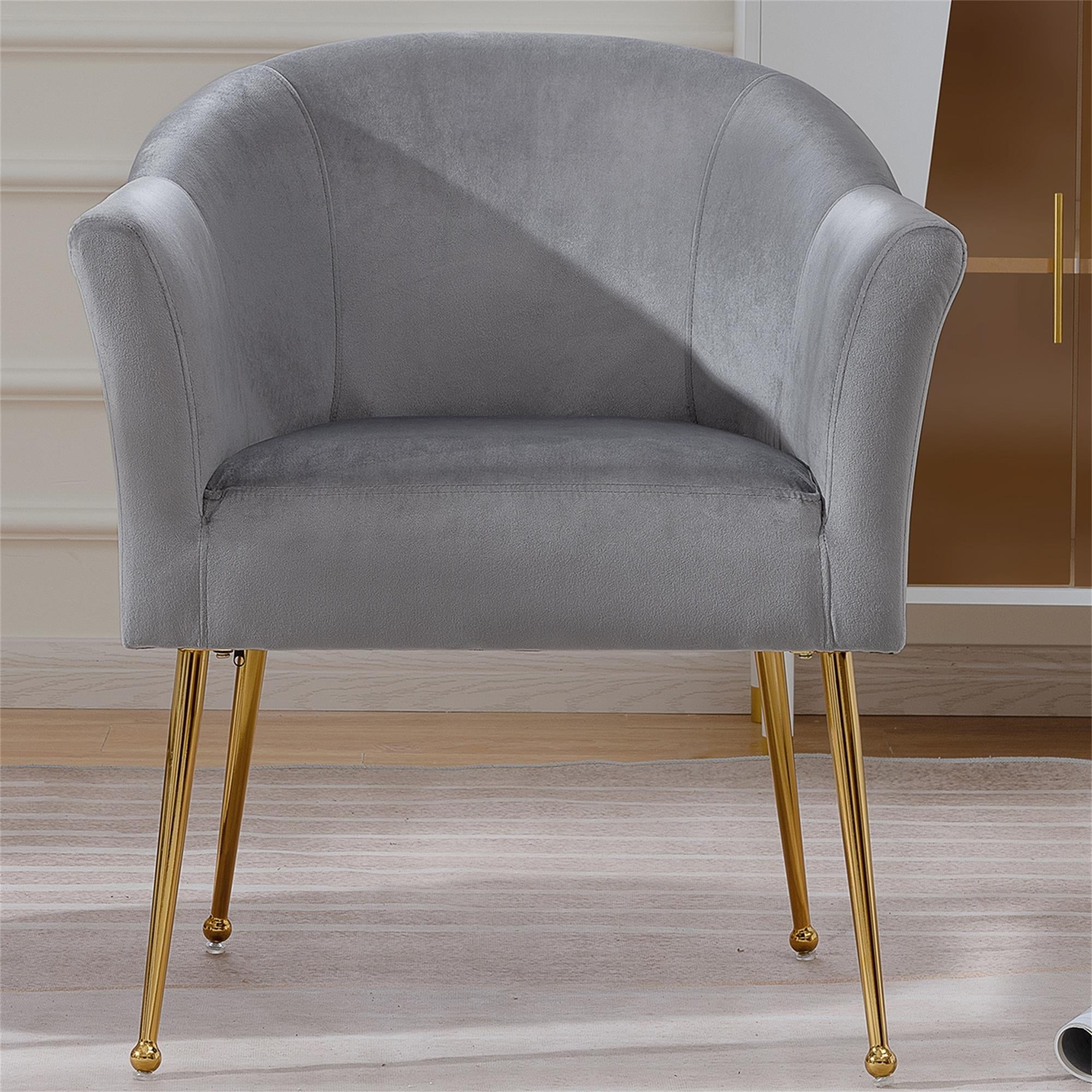 Kadyn Polyester Accent Chair, Modern Armchair with Gold Metal Legs, Single Reading Chair for Living Room, Gray Kadyn Polyester Accent Chair, Modern Armchair with Gold Metal Legs, Single Reading Chair for Living Room, Gray