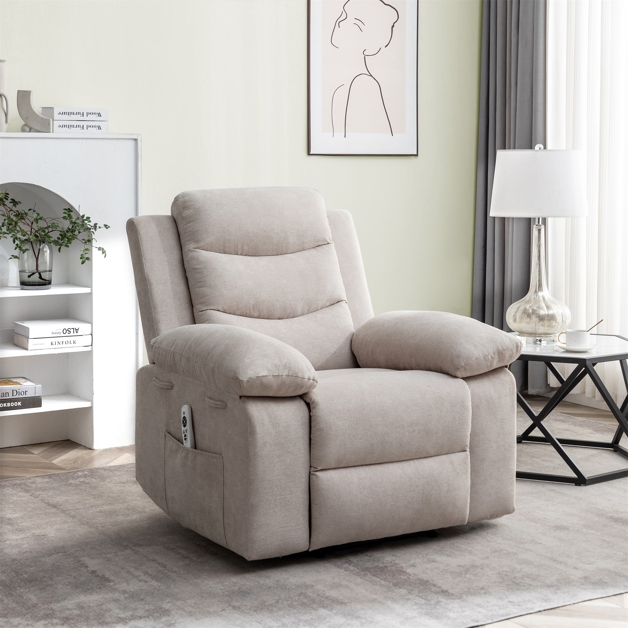 Kadyn Power Recliner Chair with Adjustable Massage Function, Recliner Chair with Heating System for Living Room, Beige Kadyn Power Recliner Chair with Adjustable Massage Function, Recliner Chair with Heating System for Living Room, Beige