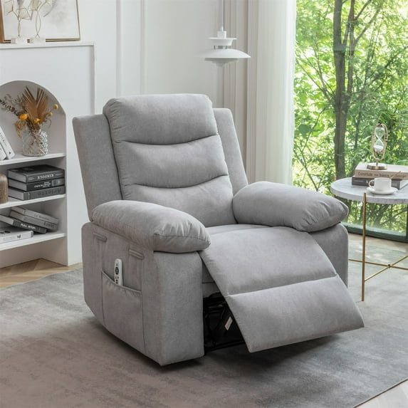 Kadyn Power Recliner Chair with Adjustable Massage Function, Recliner Chair with Heating System for Living Room, Light Gray
