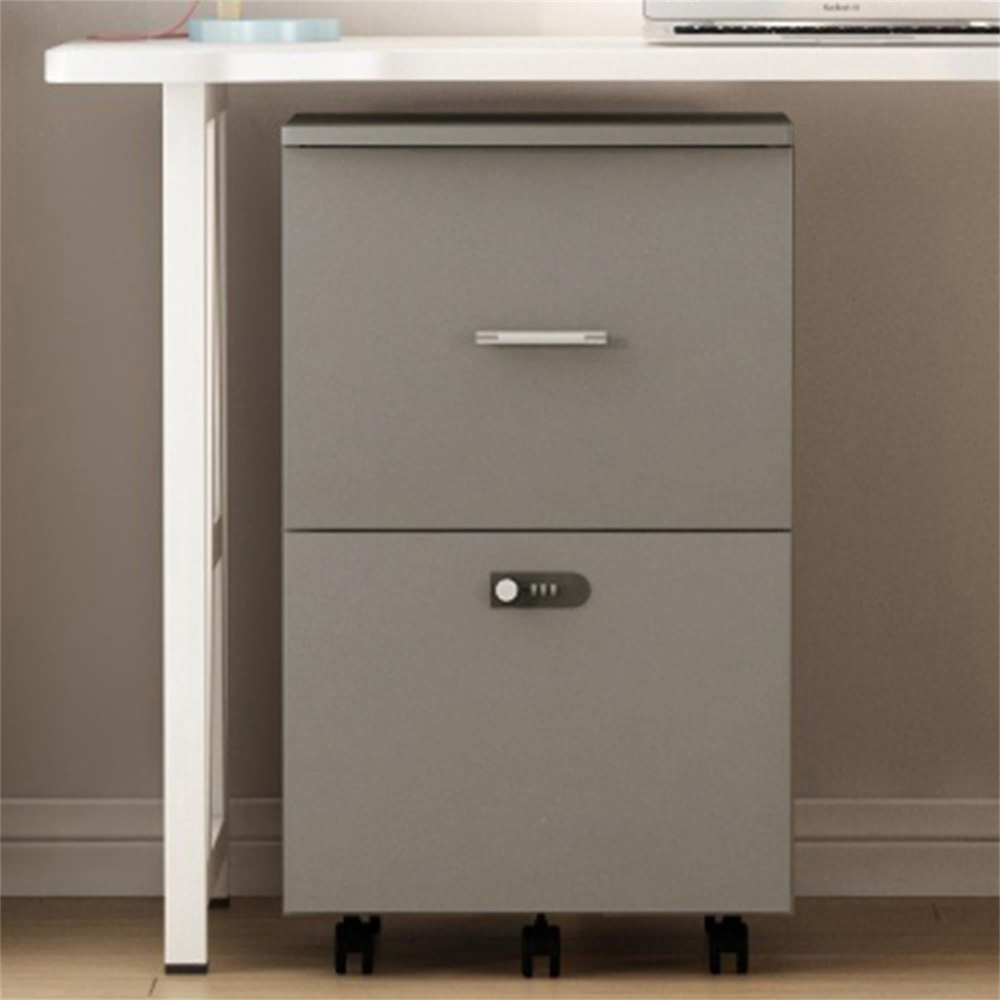 Kadyn Pulley Movable File cabinet, Small Rolling File Cabinet with Two Drawers and Lock, Office Storage Cabinet for Home Office, Antique grey white Kadyn Pulley Movable File cabinet, Small Rolling File Cabinet with Two Drawers and Lock, Office Storage Cabinet for Home Office, Antique grey white