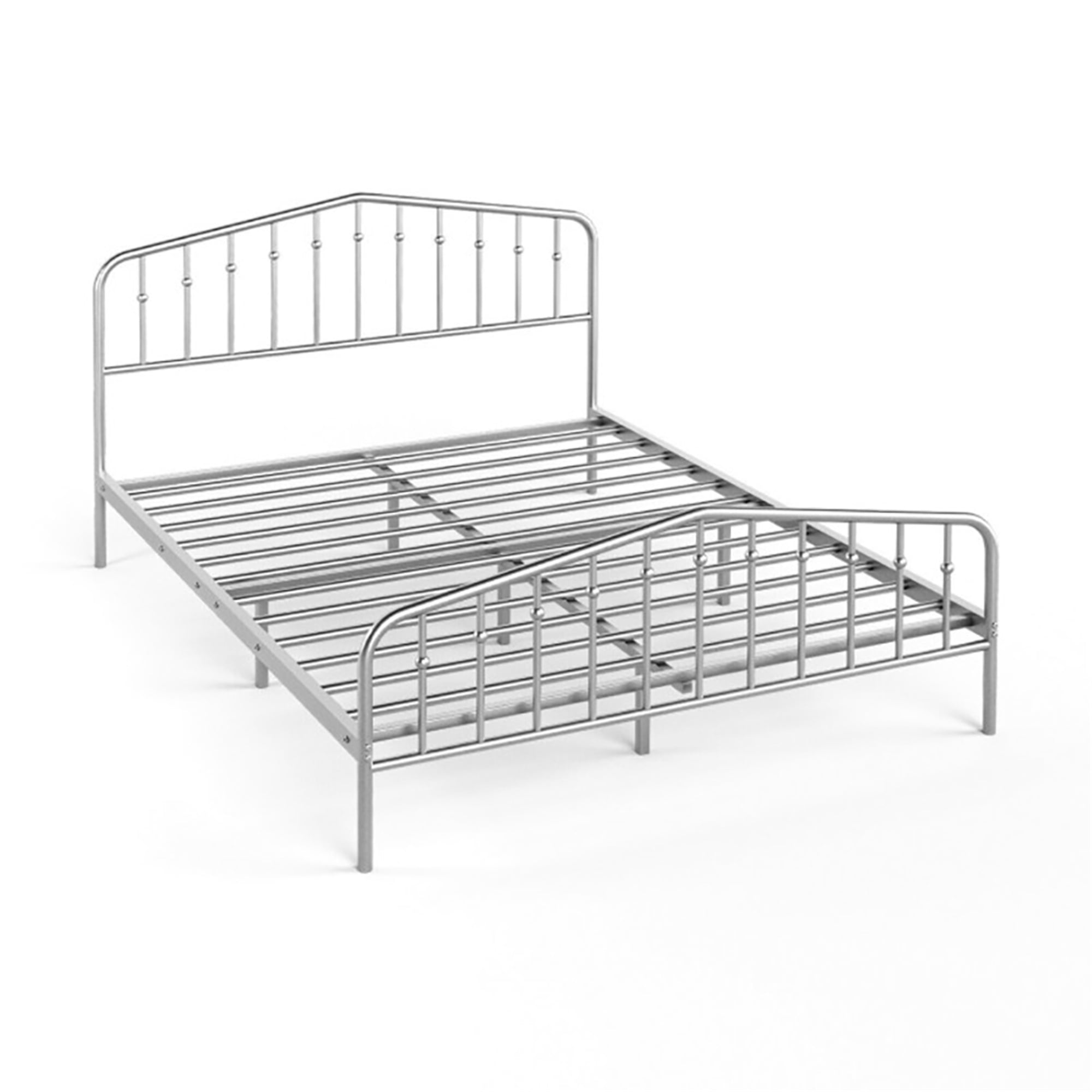 Kadyn Queen Size Metal Bed Frame with Headboard and Footboard, Silver Heavy Duty Mattress Foundation with Slat Support, No Box Spring Needed,Noise Free