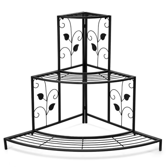 Kadyn Raised Garden Stand, Horticulture Flower Rack, Planter Shelf, 3 Tier Floral Corner Metal Plant Pot Rack