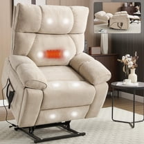 Kadyn Reclining Chair with Hidden Cup Holders, Power-Remote, Medium-firm and Heavy Duty, Adjustable Recliner Seat with Massage Dual Motor Infinite Position Up to 350 LBS, Beige