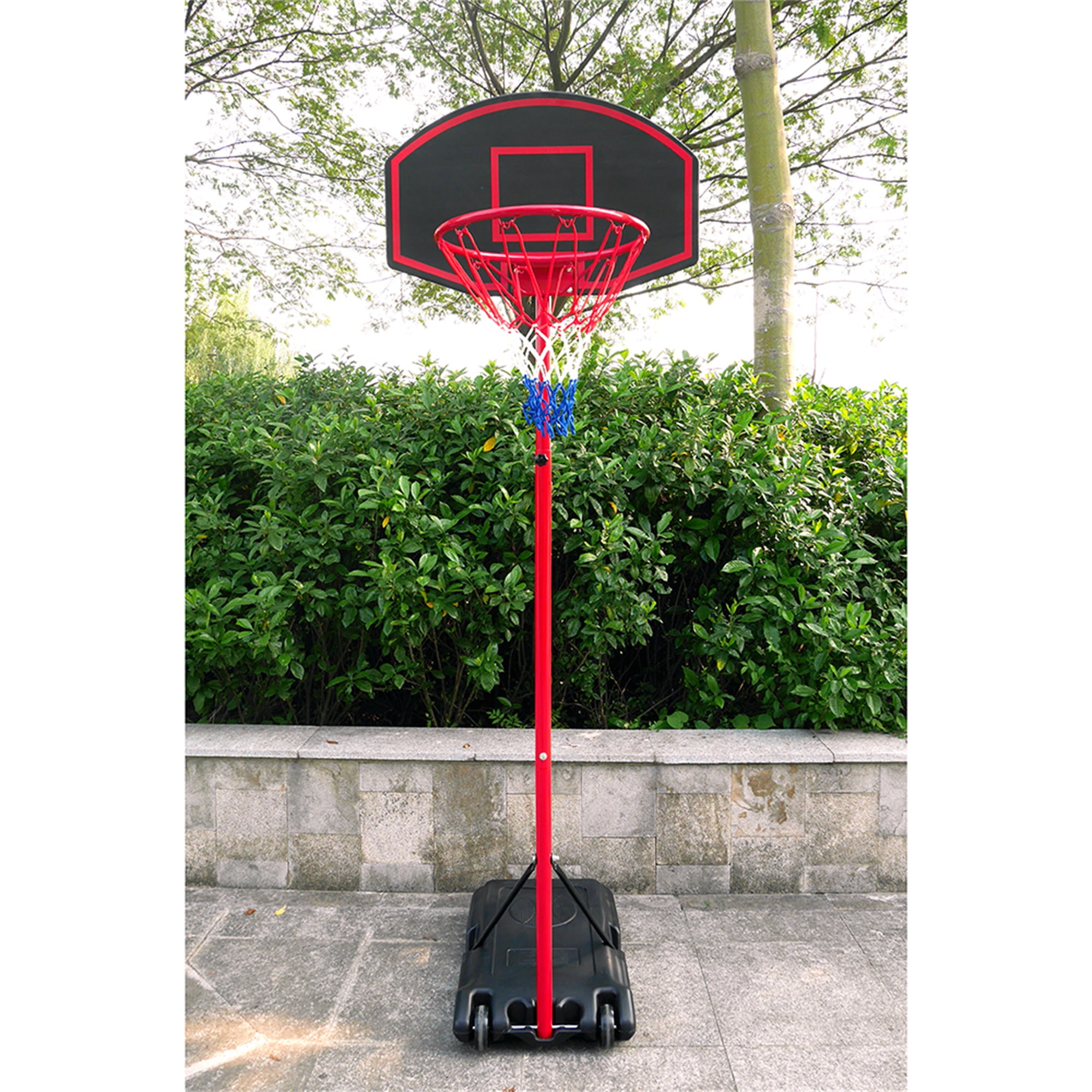 Kadyn Removable Youth Basketball Stand, Portable Basketball Hoop for Kids Teenagers, 6.5'~8.12' Height Adjustable Basketball Hoop Stand W/Wheels, Black & Red Kadyn Removable Youth Basketball Stand, Portable Basketball Hoop for Kids Teenagers, 6.5'~8.12' Height Adjustable Basketball Hoop Stand W/Wheels, Black & Red