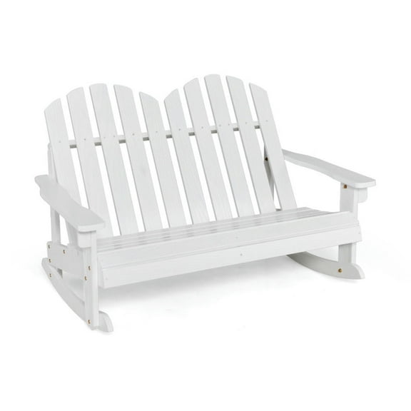 Kadyn Rocking Chair,Kids Rocker Glider Chair,2 Person Adirondack Rocking Chair with Slatted seat-White