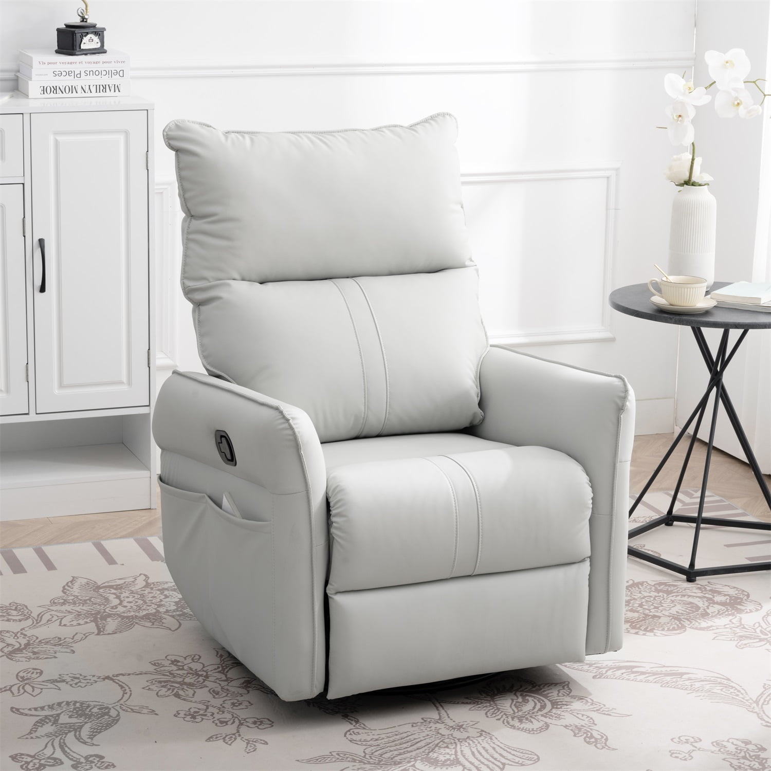 Kadyn Rocking Recliner Chair, 360 Degree Swivel Nursery Rocking Chair, Home Theater Seating with USB Charging Ports for Living Room Bedroom, Light Gray Kadyn Rocking Recliner Chair, 360 Degree Swivel Nursery Rocking Chair, Home Theater Seating with USB Charging Ports for Living Room Bedroom, Light Gray