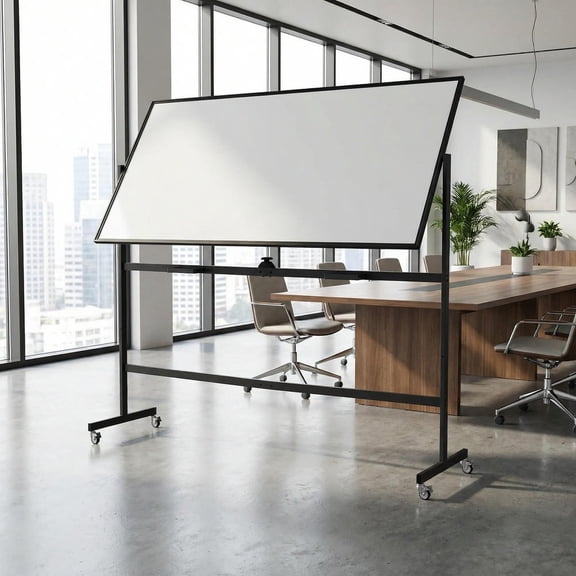 Kadyn Rolling Double-Sided Magnetic Whiteboard Mobile Dry Erase Board with Stand Aluminum Alloy Frame for Office School Home Presentation, Black