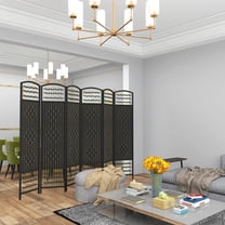 Kadyn Room Divider with 6 Panel Folding and Portable Privacy Screen Wave Fiber Room Partition, Screen Wall Divider for Bedroom, Home Office, Black