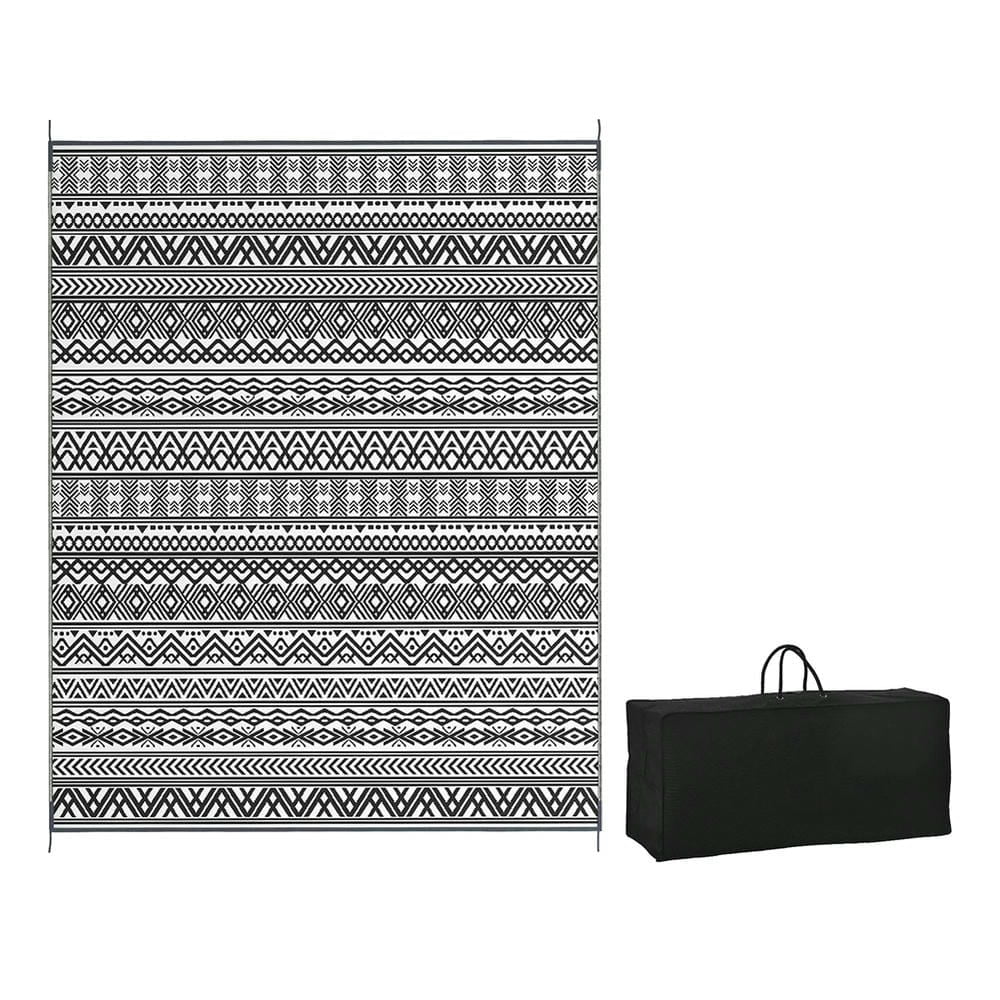 Kadyn Rugs, Mats,Mat Carpet,Indoor Door Mat,Reversible Outdoor Rug Carpet RV Camping Rugs with Carry Bag, 8' x 10', Gray & Cream White Boho