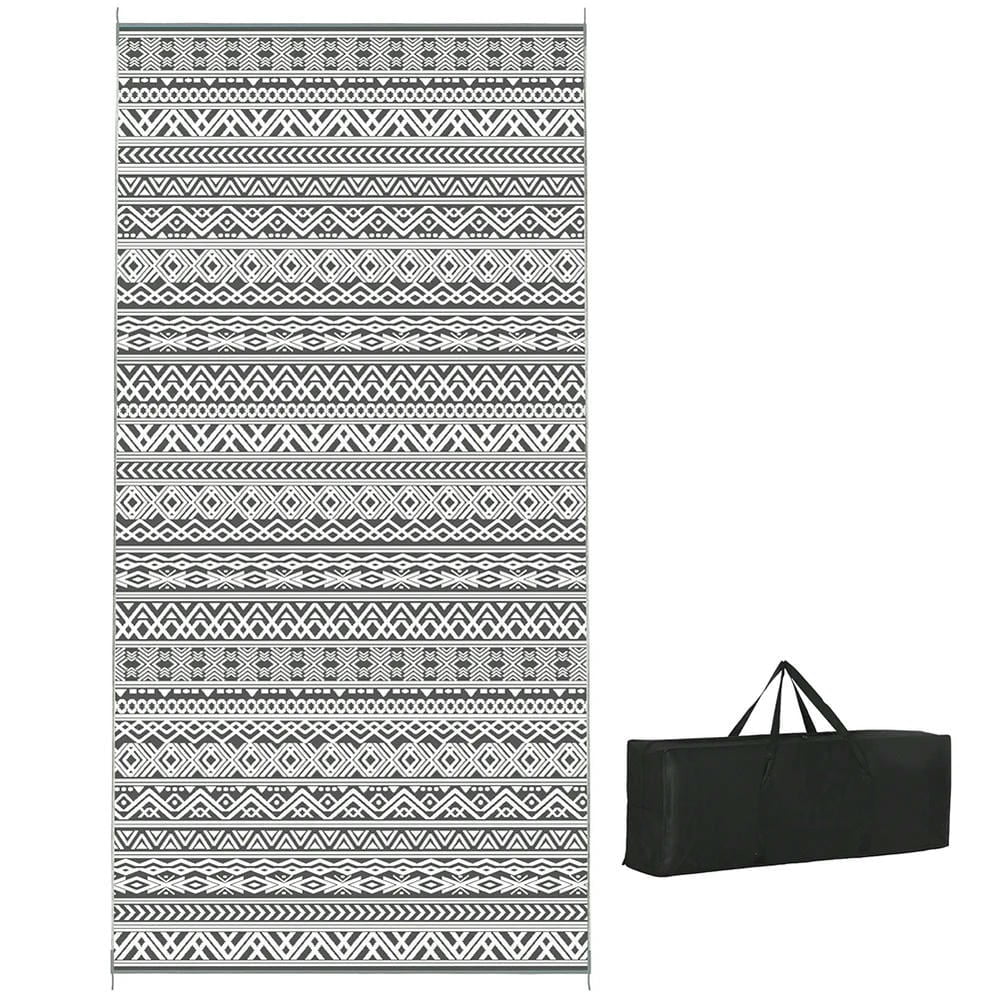 Kadyn Rugs, Mats,Mat Carpet,Indoor Door Mat,Reversible Outdoor Rug Carpet RV Camping Rugs with Carry Bag, 9' x 18', Gray & Cream White Boho
