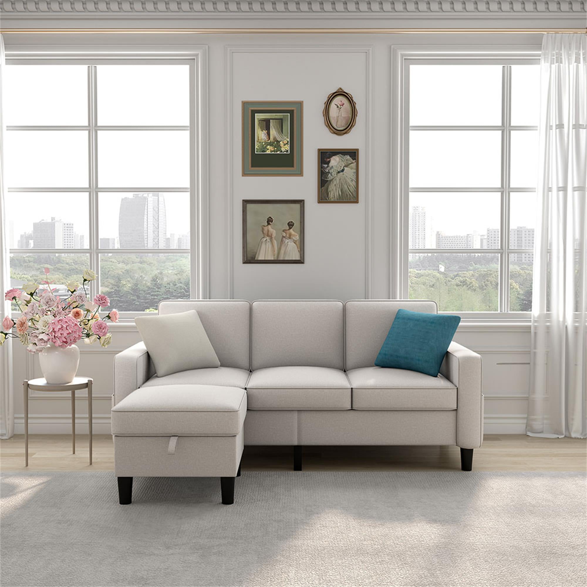 Kadyn Sectional Sofa Couch, L-Shaped Couch, 3-Seat Small Sectional Sofa for Living Room, Apartment, Small Space (Beige) Kadyn Sectional Sofa Couch, L-Shaped Couch, 3-Seat Small Sectional Sofa for Living Room, Apartment, Small Space (Beige)