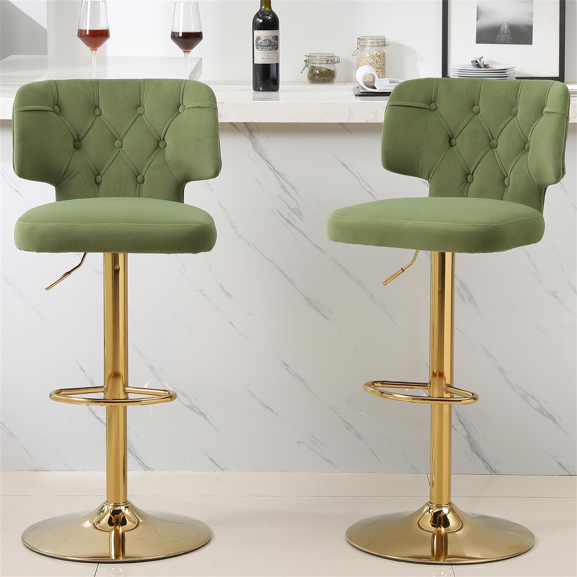 Kadyn Set of 2 Adjustable Swivel Bar Stools Chair with Back& Footrest for Home, Avocado Kadyn Set of 2 Adjustable Swivel Bar Stools Chair with Back& Footrest for Home, Avocado