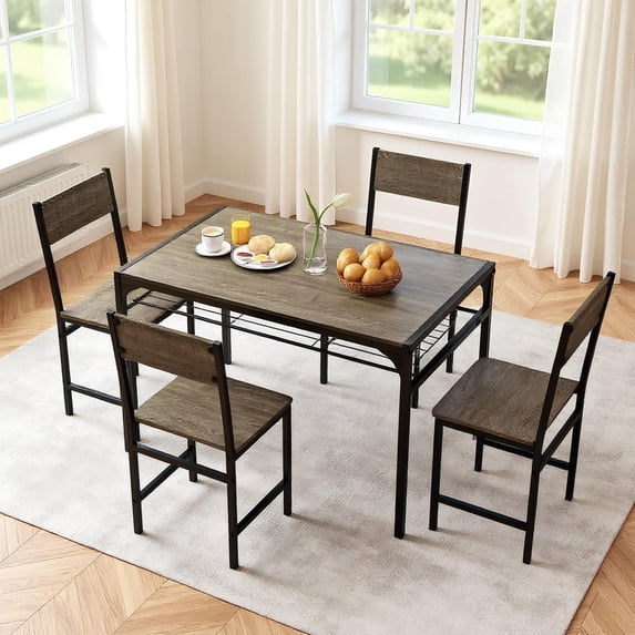 Kadyn Set of 4 Dining Chairs with Metal Leg Construction, Slanted Back Design (Table Not Included) for Modern Kitchen, Dining Room Seating, Gray