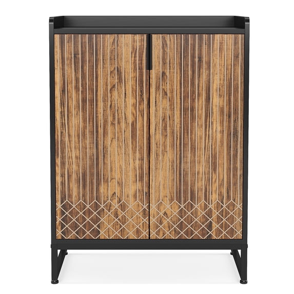 Kadyn Shoe Storage Cabinet,Shoe Cabinets,Shoe Rack Storage Organizer, Modern Shoe Cabinet with Doors, 5-Tier Modern Shoe Rack Organizer,Brown & Black