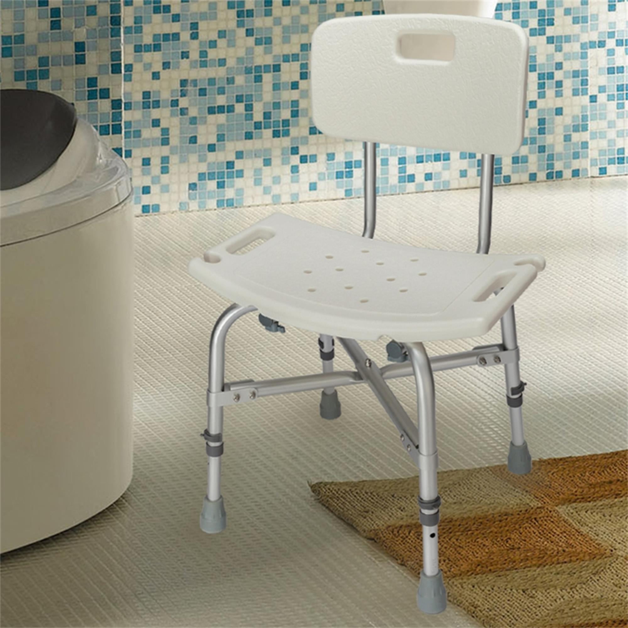 Kadyn Shower Stool Bath Chair, 6 Height Transfer Bench Stool with Back, Shower Bench for Elderly, Handicap, and Disabled, White