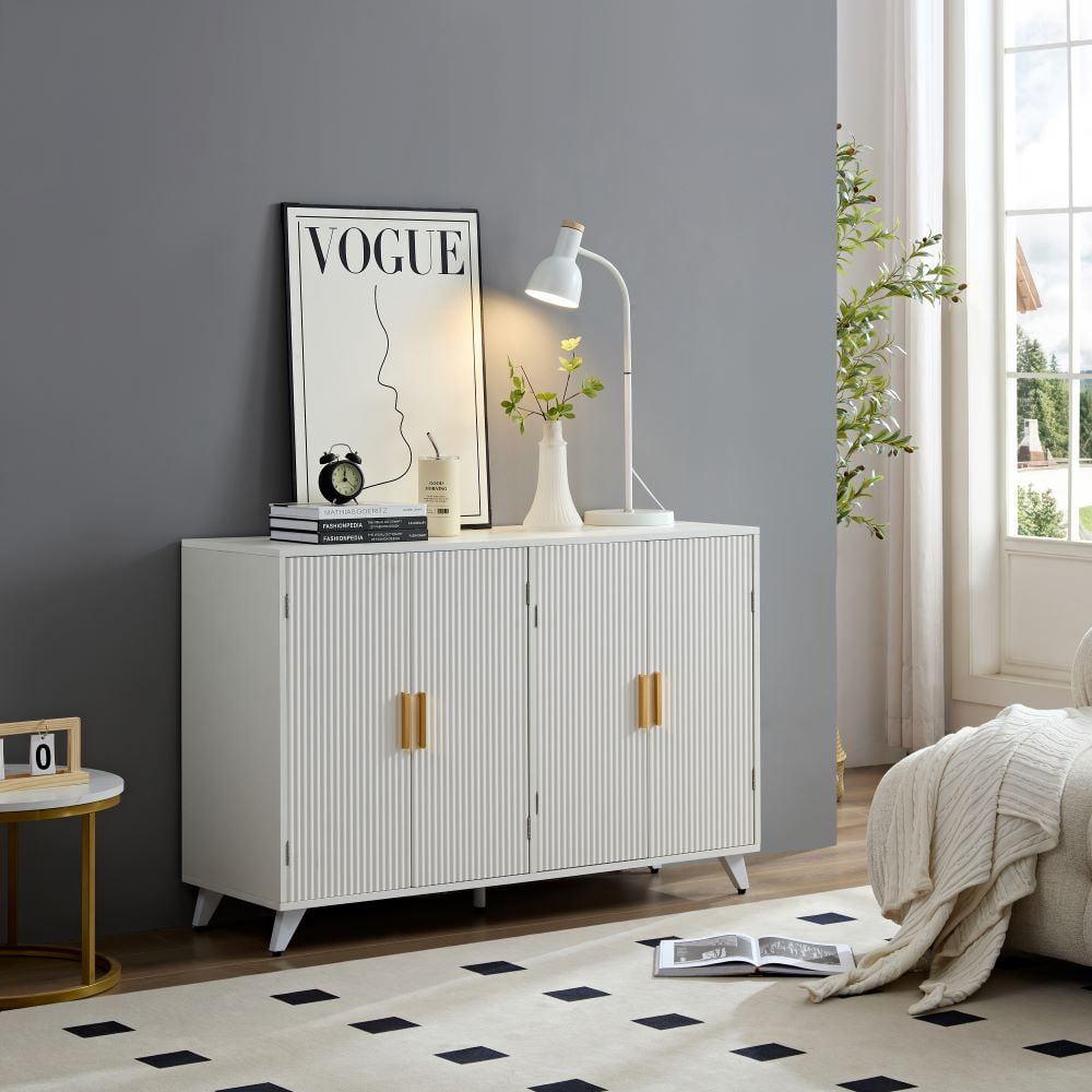 Kadyn Sideboard Buffet cabinet with 4 doors and removable shelves, for living room, dining room, ivory white