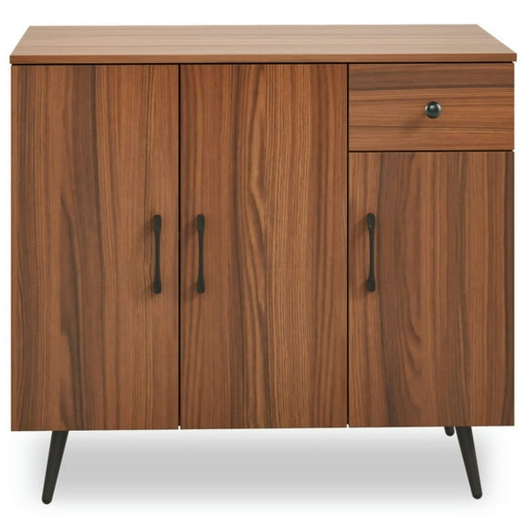 Kadyn Sideboard Cabinet with 3 Doors and Pull out Drawer Adjustable Shelves-Walnut