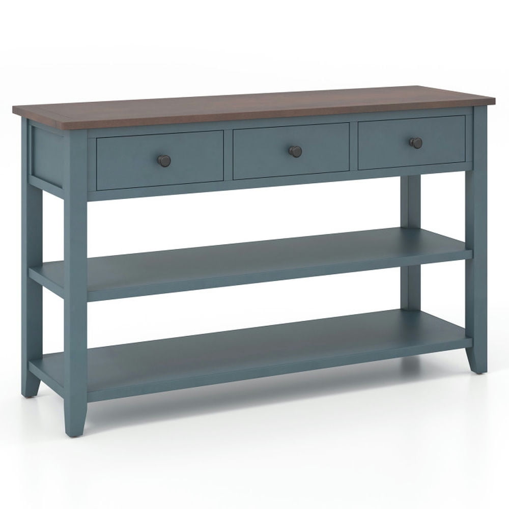 Kadyn Skinny Hallway Table, Console Table, 50 Inch Entryway Table Narrow Long Sofa Table with Drawers and Shelves-Dark Blue