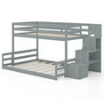 thumbnail image 1 of Kadyn Solid Wood Twin Over Full Low Sturdy Bed Bunk Frame with Storage Stairs, Bedroom Platform Bed Frame, Gray, 1 of 8