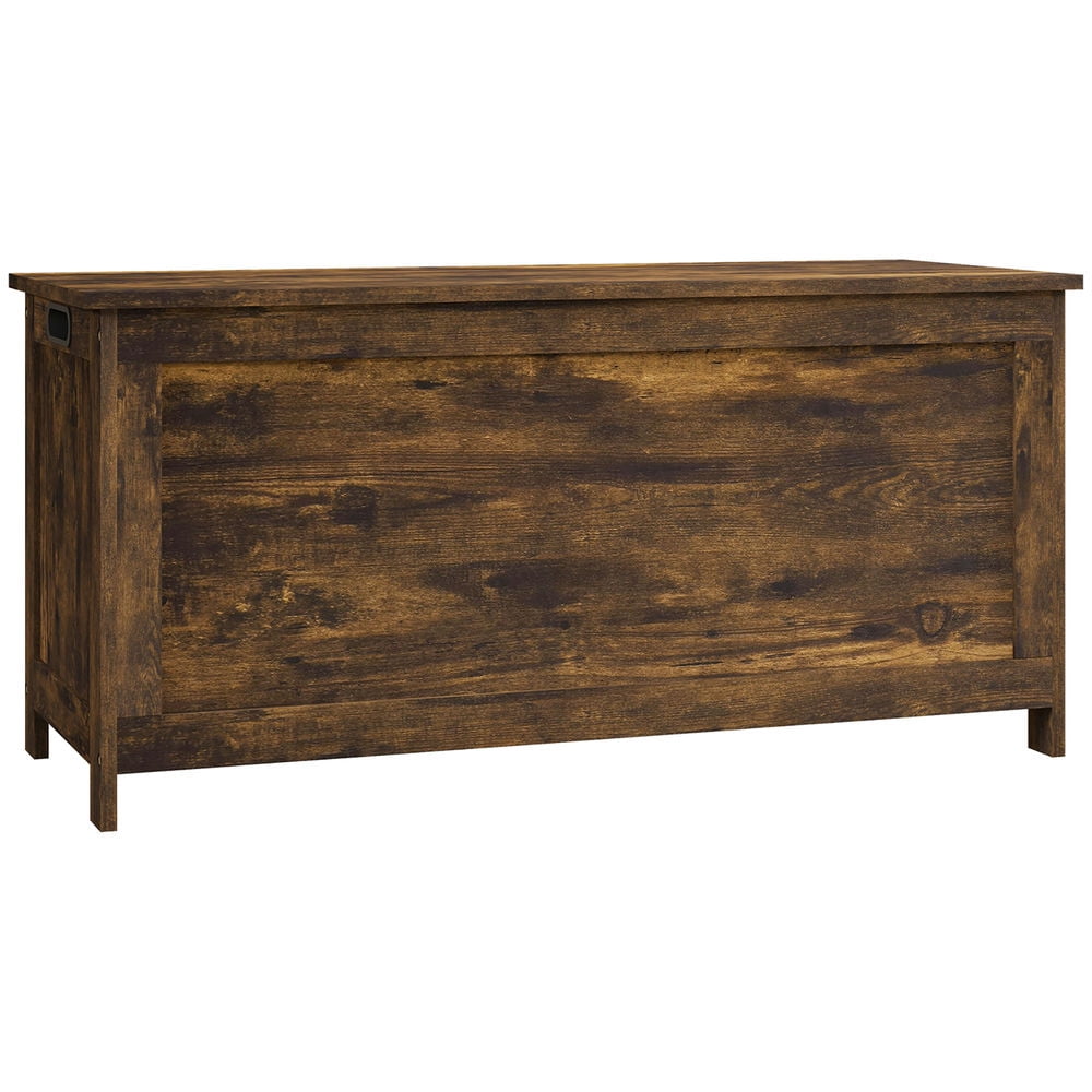 Rustic Brown Engineered Wood Storage Chest with Safety Hinges
