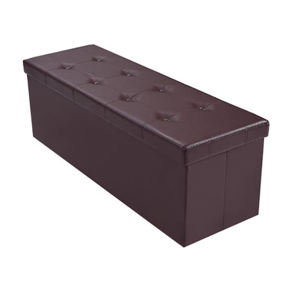 Kadyn Storage Cube Ottoman Seat,Storage Box Footrest, Storage Bench,45 Inches Large Folding Ottoman Storage Seat - Brown