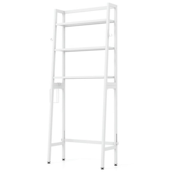 Kadyn Storage Rack,Bathroom Organizer Shelf, Bathroom Etagere Shelves,3-Tier Over The Toilet Storage Shelf with Adjustable Bottom Bar-White