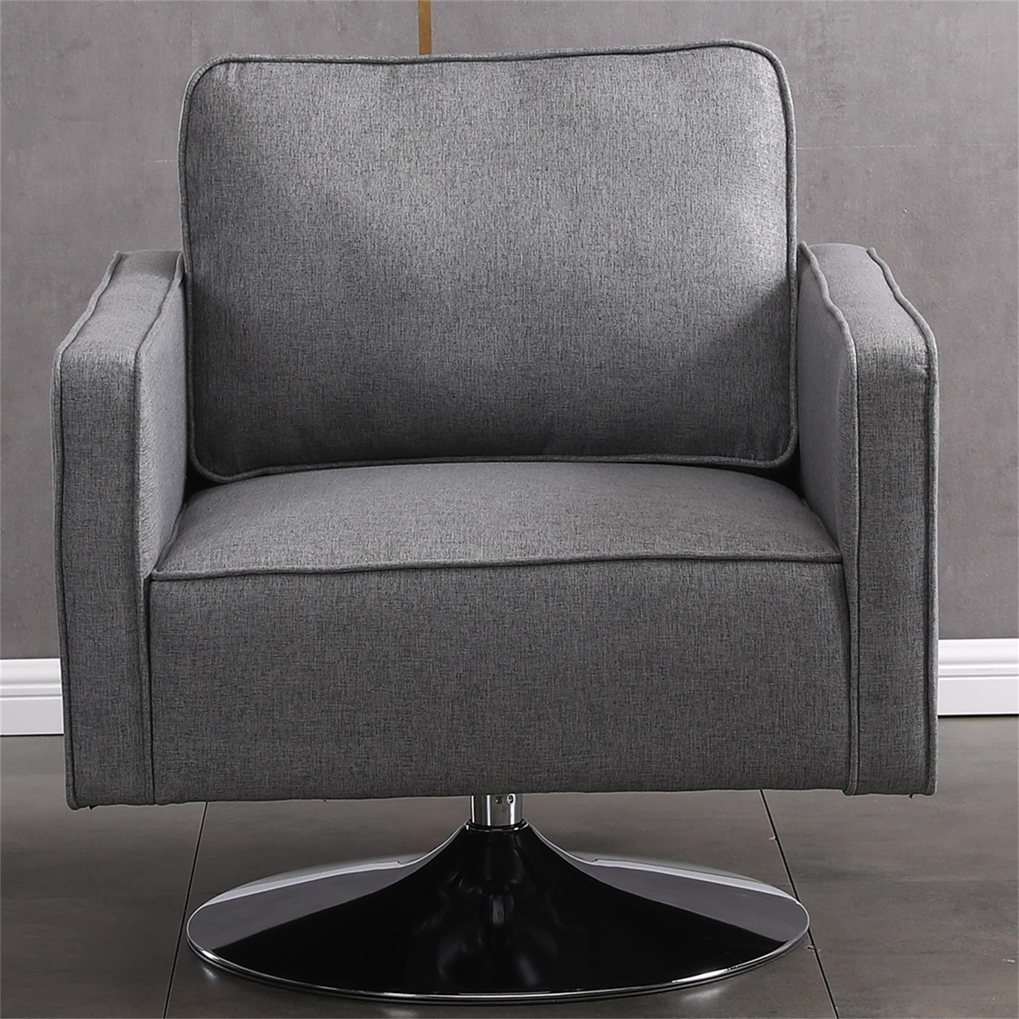 Kadyn Swivel Accent Barrel Chair, Linen Armchair with 360 Degree Swiveling and Side Pocket for Living Room, Light Grey Kadyn Swivel Accent Barrel Chair, Linen Armchair with 360 Degree Swiveling and Side Pocket for Living Room, Light Grey