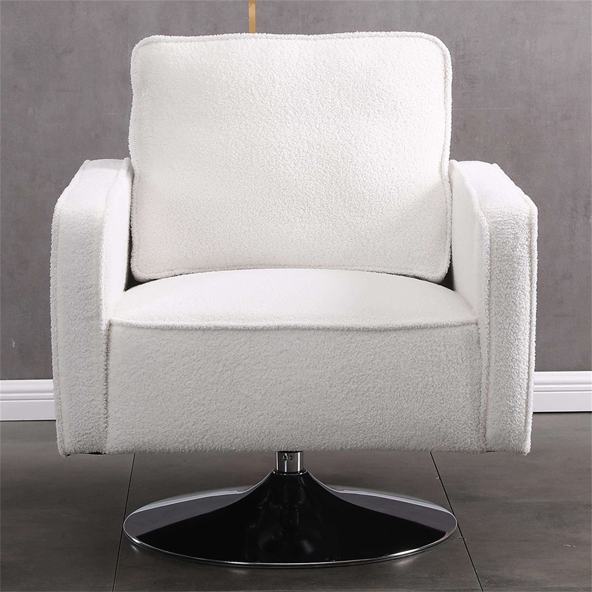 Kadyn Swivel Accent Barrel Chair, Linen Armchair with 360 Degree Swiveling and Side Pocket for Living Room, White Kadyn Swivel Accent Barrel Chair, Linen Armchair with 360 Degree Swiveling and Side Pocket for Living Room, White