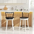 thumbnail image 1 of Kadyn Swivel Bar Chairs Set of 2 with Footrest, Rubber Wood Frame, Tufted Rivets and 26 Inch Height for Kitchen Island, Pub, Counter Height Seating Furniture, Black, 1 of 4