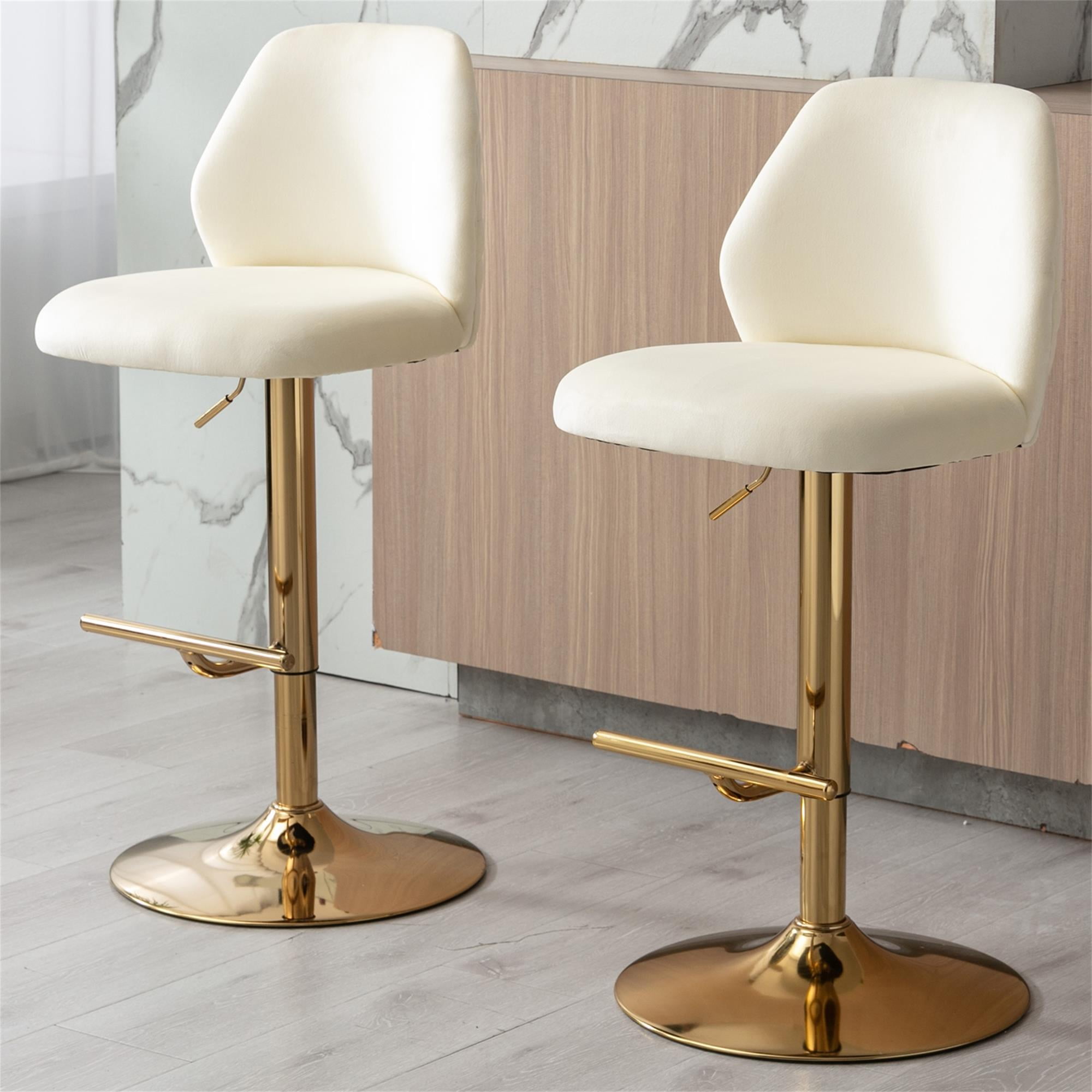 Kadyn Swivel Bar Stools Chair Set of 2, Adjustable Counter Height Barstools with Tufted High Back & Ring Pull, Cream Kadyn Swivel Bar Stools Chair Set of 2, Adjustable Counter Height Barstools with Tufted High Back & Ring Pull, Cream