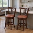 thumbnail image 1 of Kadyn Swivel Barstools Set with High Backs and Footrests, 26 Inch Counter Height Stools for Home Bar, Kitchen with Supportive Backrest, Brown, 1 of 6