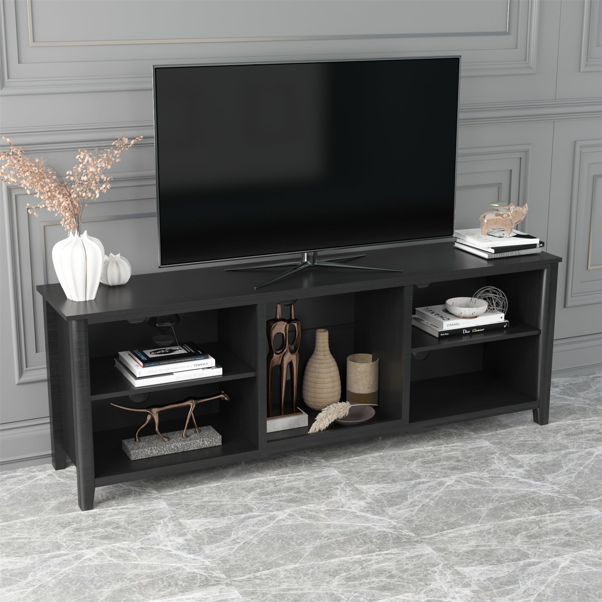 Kadyn TV Stand Entertainment Center for TVs up to 78", Black TV Cabinet