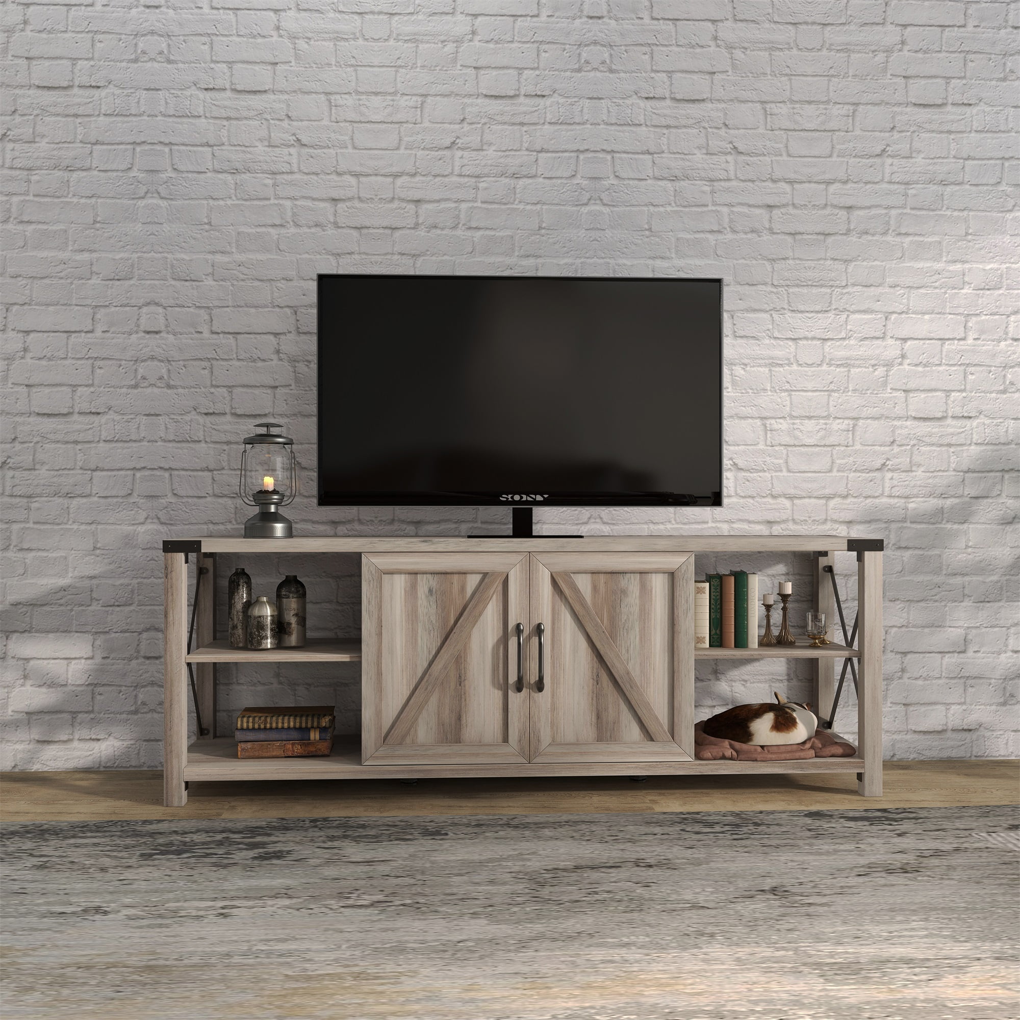 Kadyn TV Stand, Modern Entertainment Center for TVs up to 76", TV Console with Storage Cabinets and Shelves, Antique Grey White Kadyn TV Stand, Modern Entertainment Center for TVs up to 76", TV Console with Storage Cabinets and Shelves, Antique Grey White