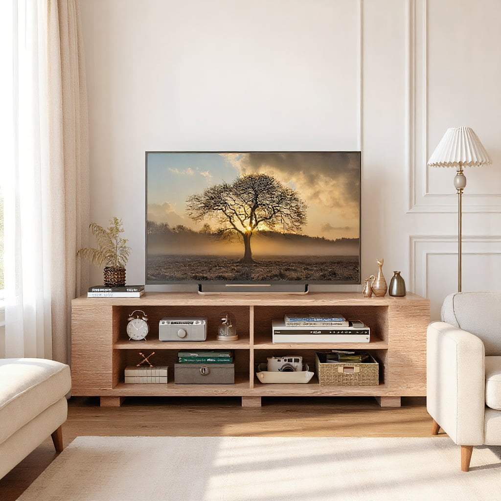 Kadyn TV Stand,TV Cabinet,Entertainment Center Console Table,TV Stand Modern Wood Storage Console Entertainment Center-Natural
