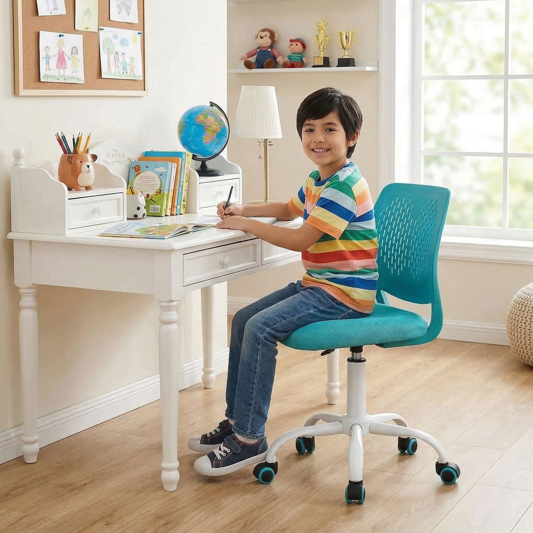 Kadyn Task Office Chair,Home Office Chair,Computer Task Chair,Ergonomic Children Study Chair with Adjustable Height-Turquoise