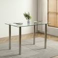thumbnail image 1 of Kadyn Tempered Glass Dining Table, Stainless Steel Kitchen Table for 4 Person, Modern Dining Room Table for Home Office, Transparent, 1 of 8