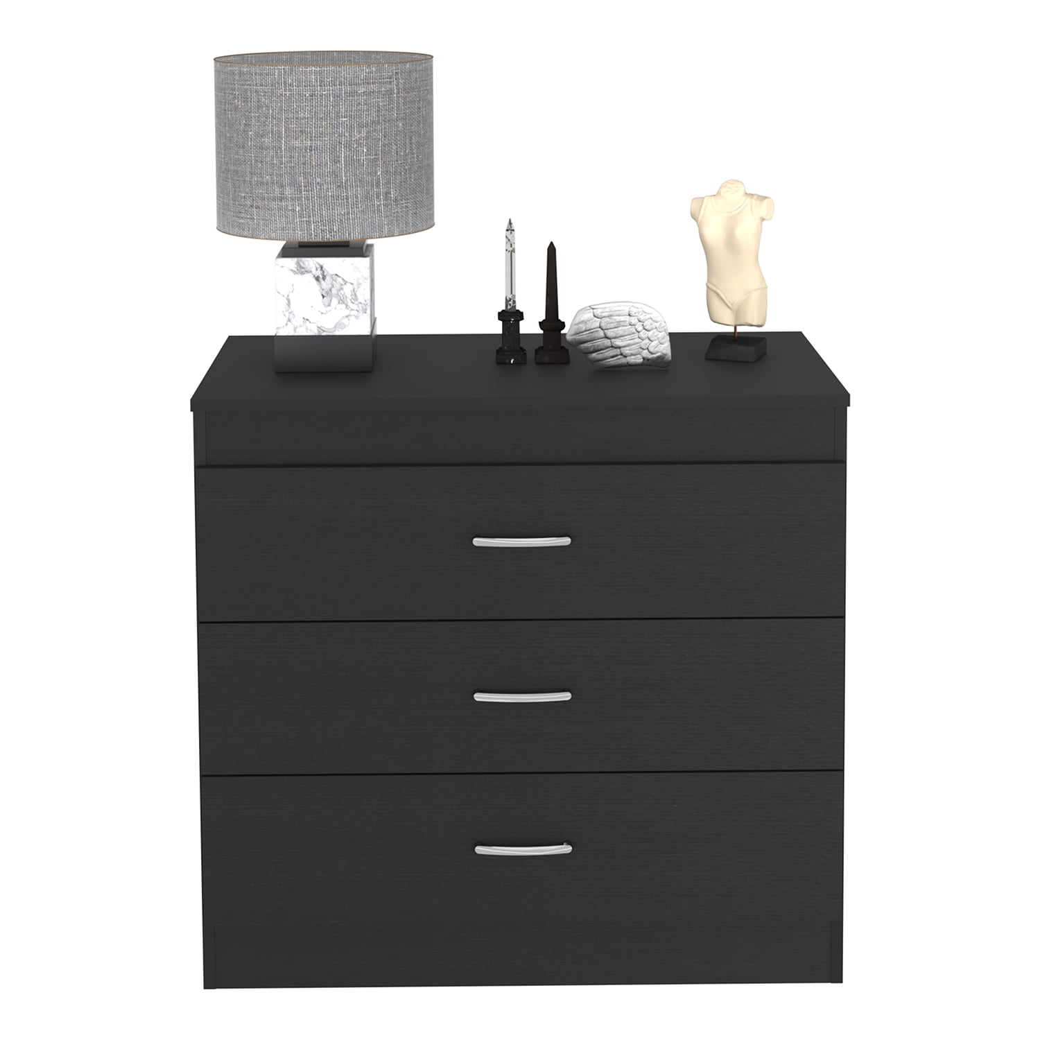 Kadyn Three Drawer Dresser, Chest of Drawers with Metal Hardware, Nightstand for Living Room, Black Storage Cabinet Kadyn Three Drawer Dresser, Chest of Drawers with Metal Hardware, Nightstand for Living Room, Black Storage Cabinet