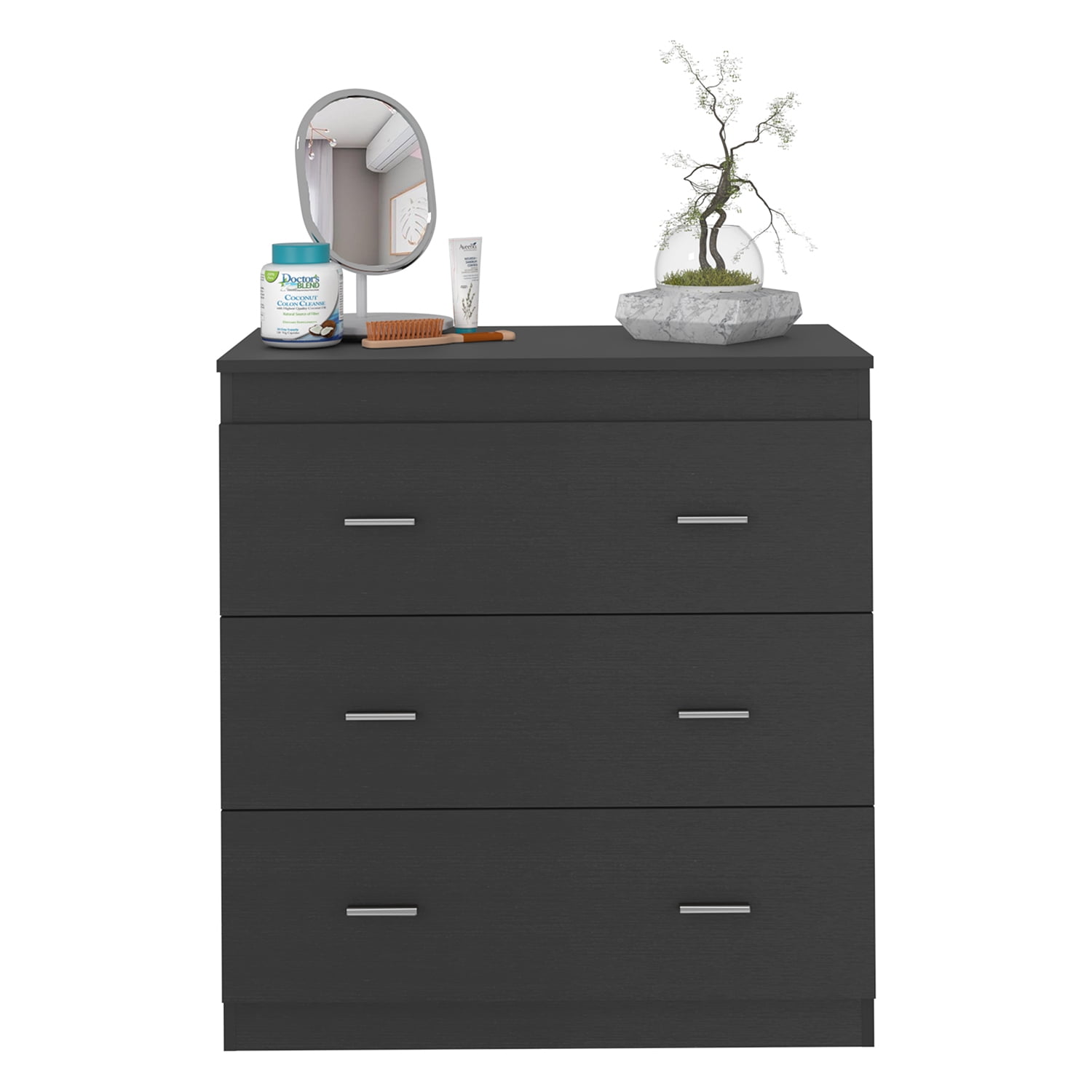 Kadyn Three Drawer Dresser Litress, Nursery Dresser with Metal Handles, Black Chest of Drawers for Bedroom,Storage Cabinet Kadyn Three Drawer Dresser Litress, Nursery Dresser with Metal Handles, Black Chest of Drawers for Bedroom,Storage Cabinet