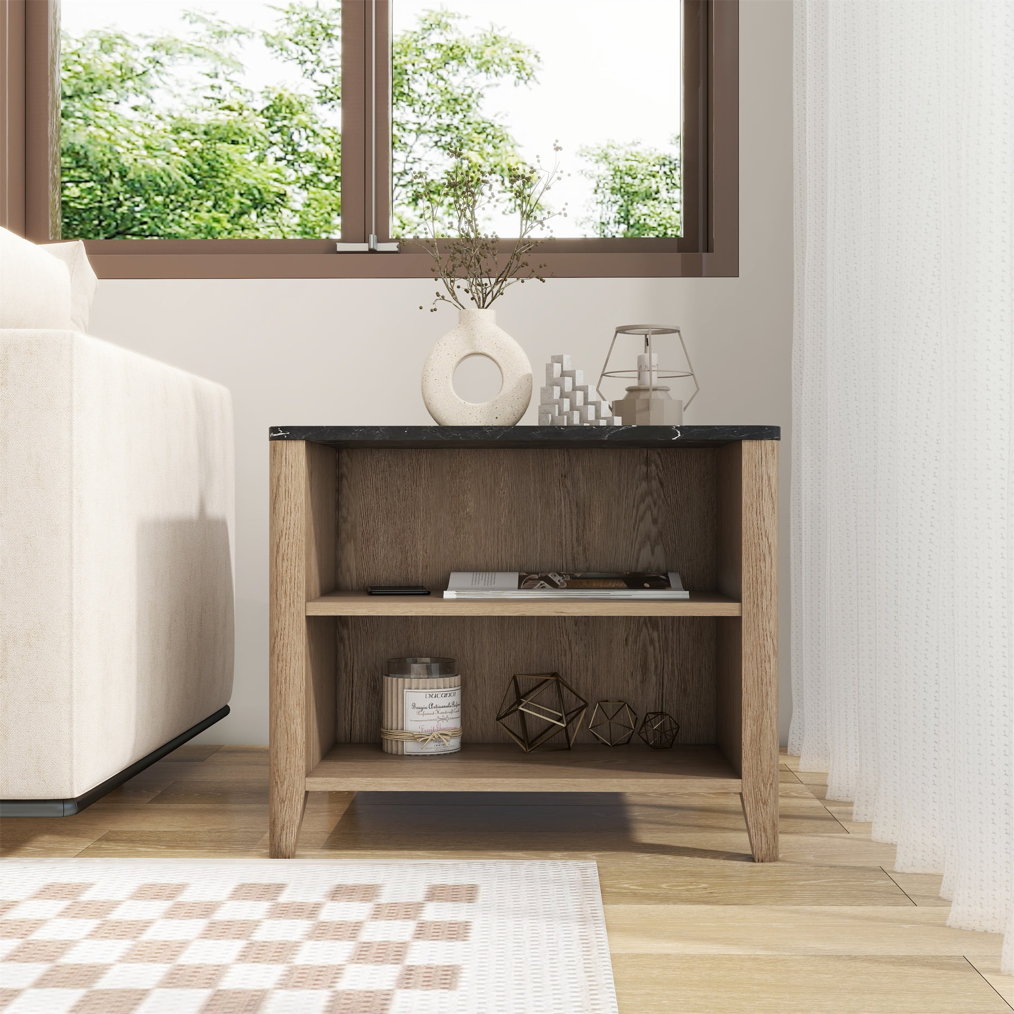 Kadyn Tobacco Wood Grain Coffee Table, Marble Nightstand for Bedroom Kadyn Tobacco Wood Grain Coffee Table, Marble Nightstand for Bedroom