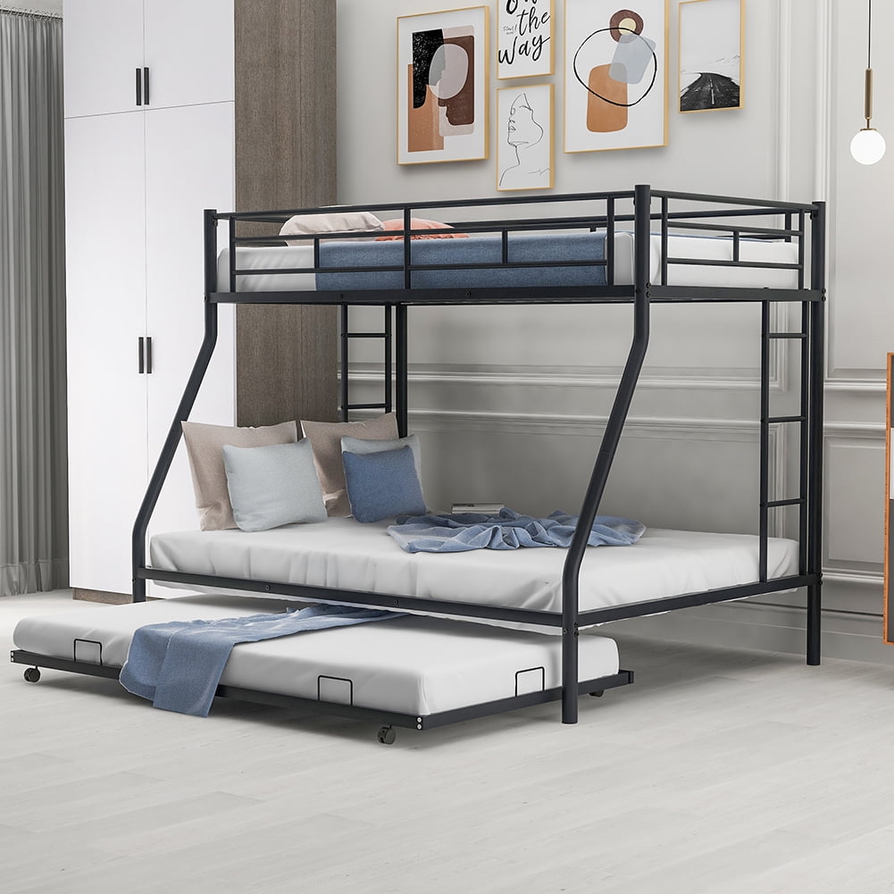Kadyn Triple Metal Bunk Bed Frame, White, Black Kadyn Triple Metal Bunk Bed Frame, White, Black