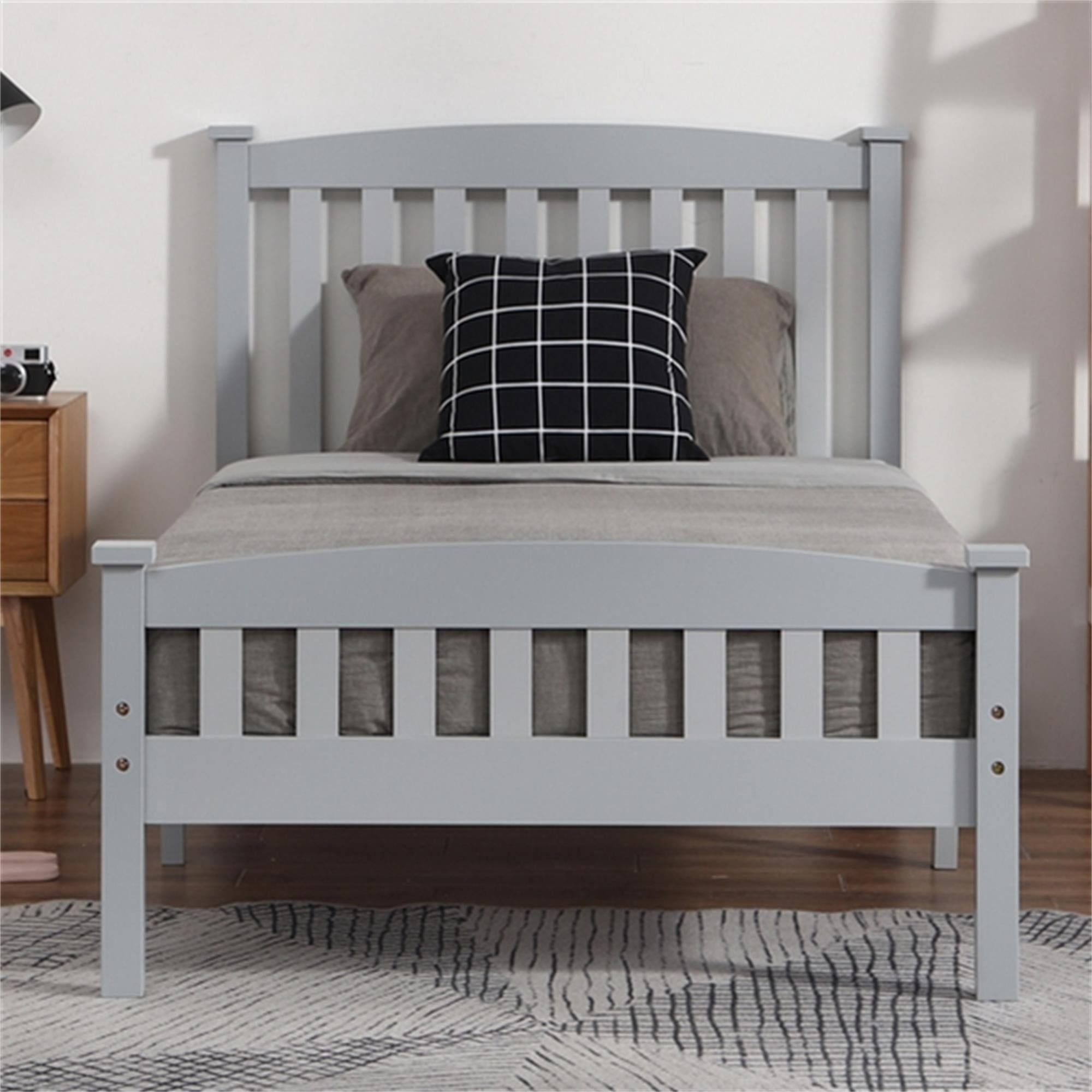 Kadyn Twin Over Twin Bunk Bed, Over Twin Bunk Bed with Headboard, Modern Bunk Bed Frame for Kids Adults, Gray