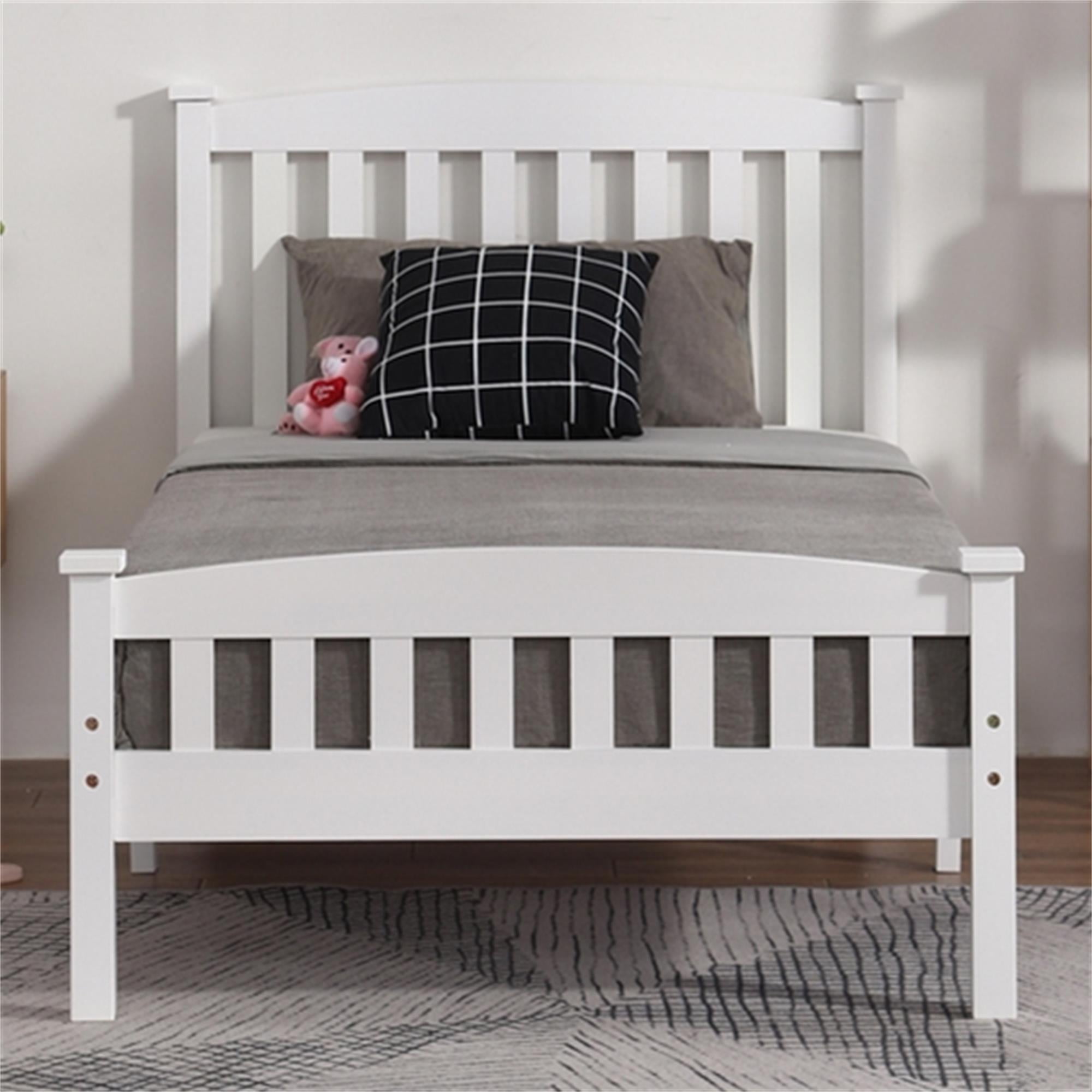 Kadyn Twin Over Twin Bunk Bed, Over Twin Bunk Bed with Headboard, Modern Bunk Bed Frame for Kids Adults, White